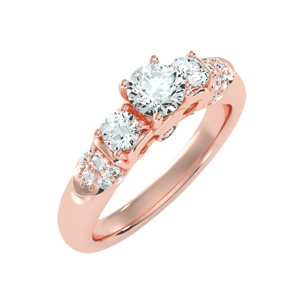 Phile Three Stone Diamond Engagement Ring - One