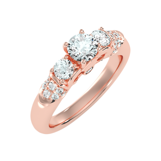 Phile Three Stone Diamond Engagement Ring - One