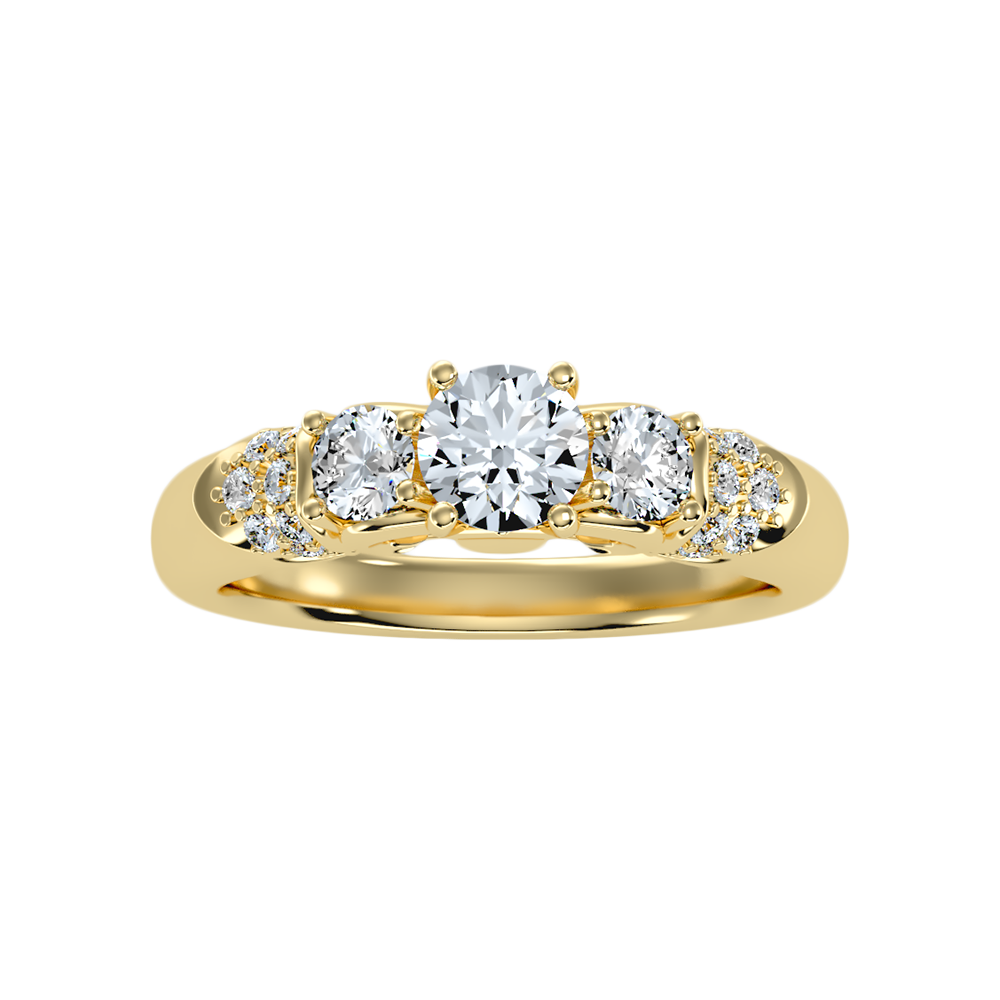 Phile Three Stone Diamond Engagement Ring In 925 Sterling Silver - Ten