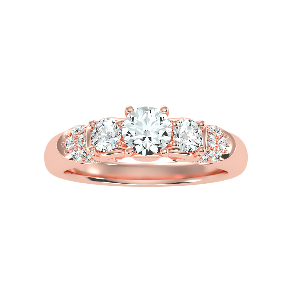 Phile Three Stone Diamond Engagement Ring In 925 Sterling Silver - Two