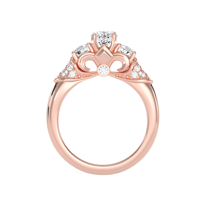 Phile Three Stone Diamond Engagement Ring In 925 Sterling Silver - Four
