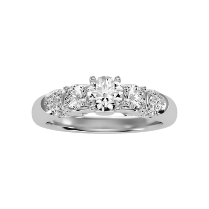 Phile Three Stone Diamond Engagement Ring In 925 Sterling Silver - Six