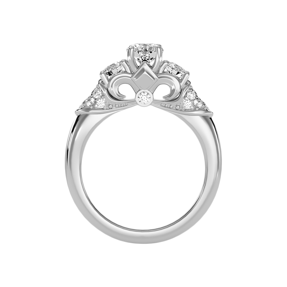 Phile Three Stone Diamond Engagement Ring In 925 Sterling Silver - Eight