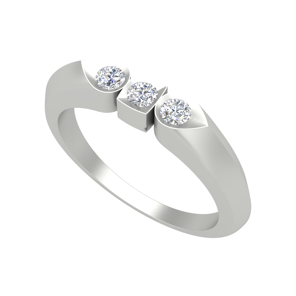 Phoenix Loop Tri Stone Ring In 925 Sterling Silver - Five