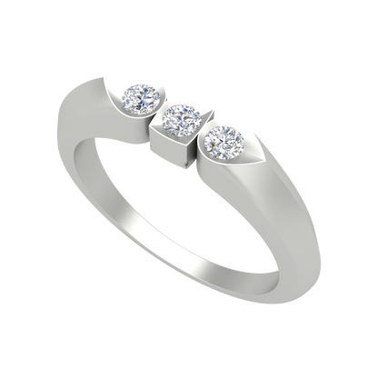 Phoenix Loop Tri Stone Ring In 925 Sterling Silver - Five