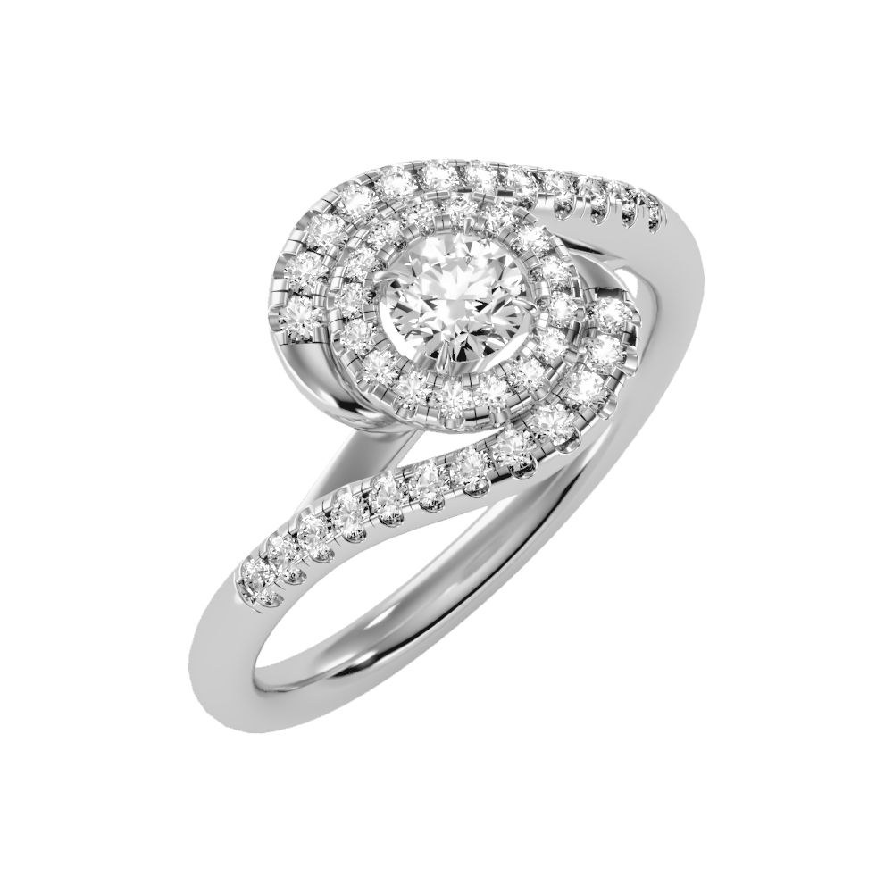 Pleasing Halo Ring In 925 Sterling Silver - Six