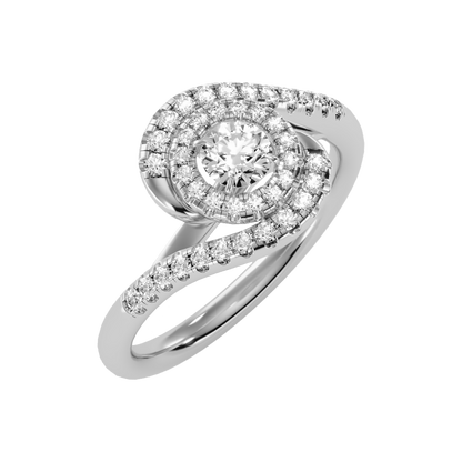 Pleasing Halo Ring In 925 Sterling Silver - Six