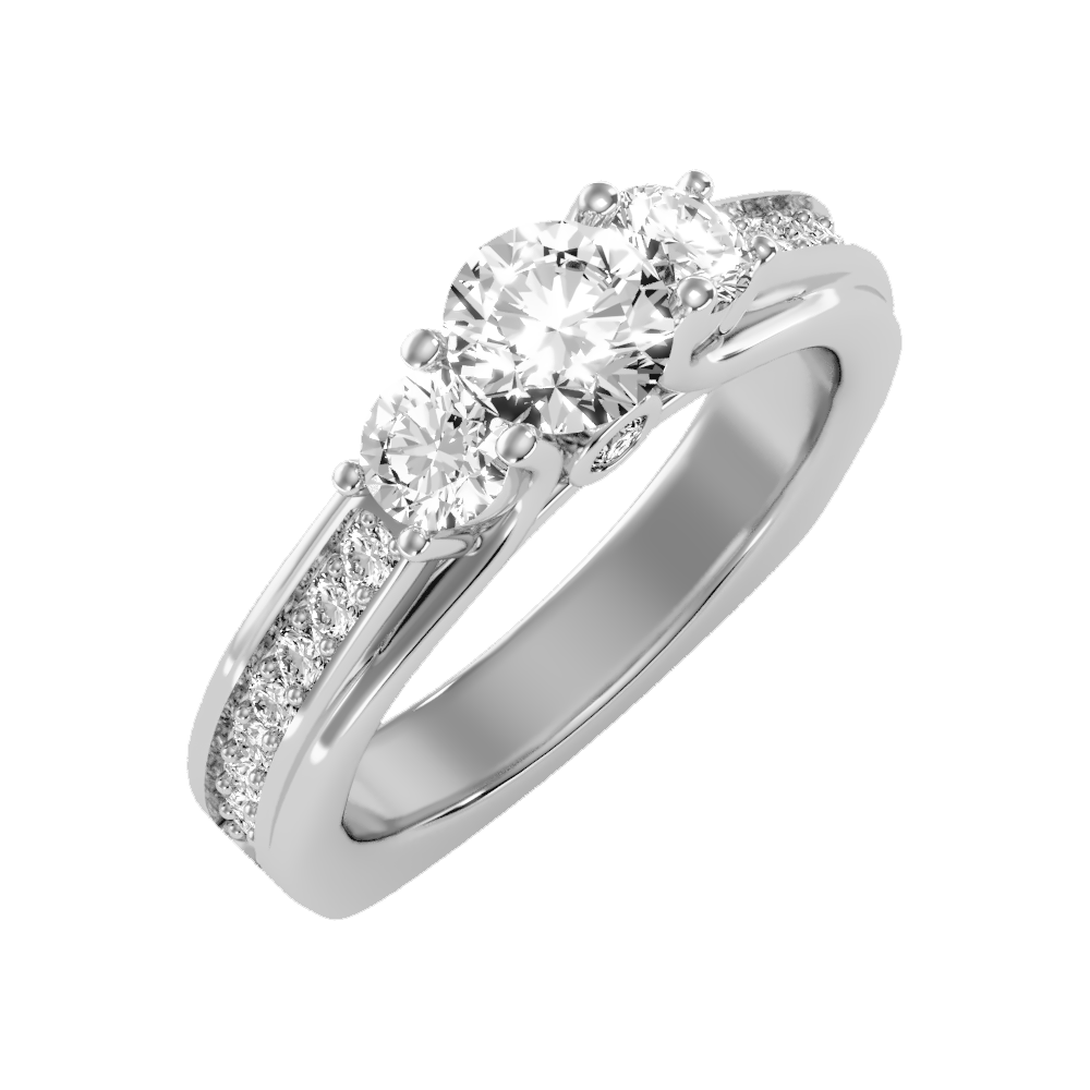 Premier Halo Solitaire Ring In 925 Sterling Silver - Two