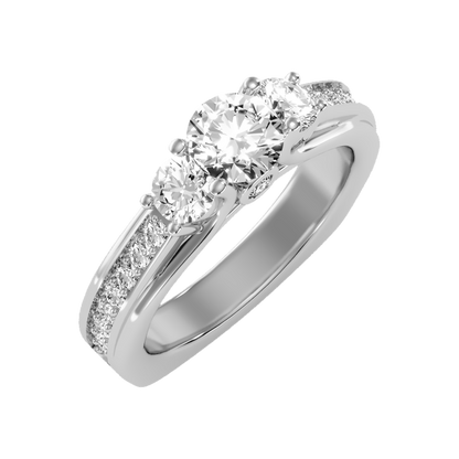 Premier Halo Solitaire Ring In 925 Sterling Silver - Two