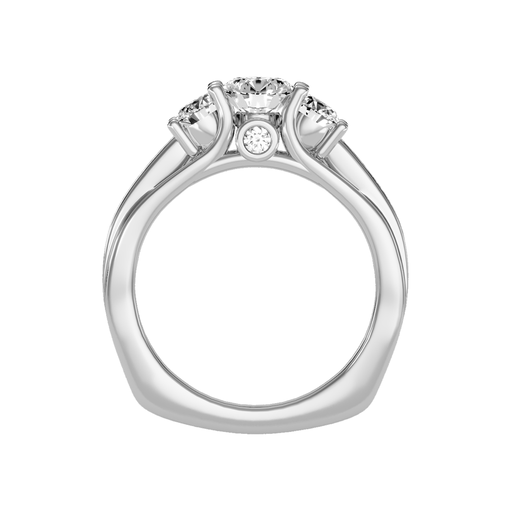 Premier Halo Solitaire Ring In 925 Sterling Silver - Three