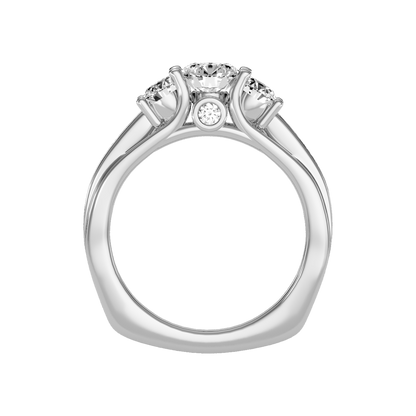 Premier Halo Solitaire Ring In 925 Sterling Silver - Three
