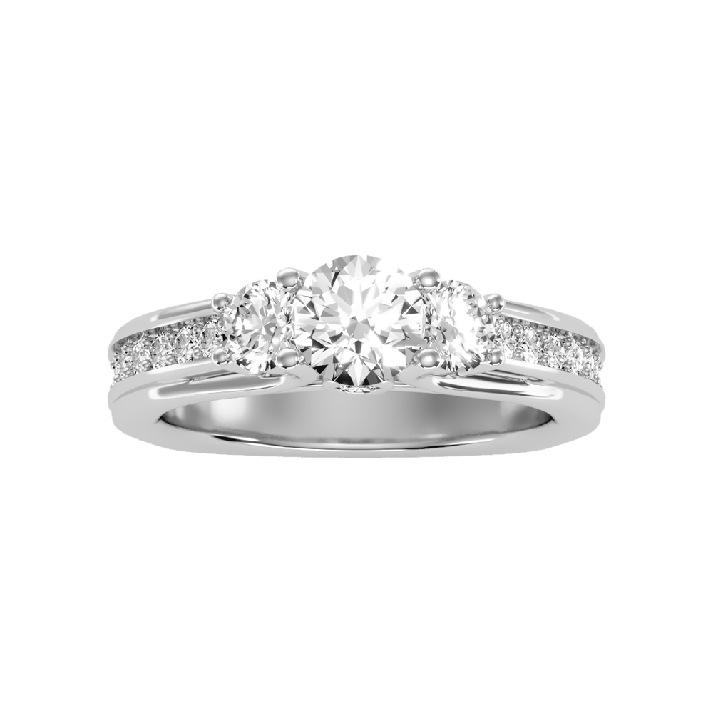 Premier Halo Solitaire Ring In 925 Sterling Silver - Four