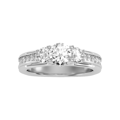 Premier Halo Solitaire Ring In 925 Sterling Silver - Four