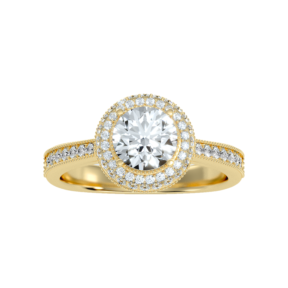 Prettey Classic Halo Diamond Engagement Ring - Ten