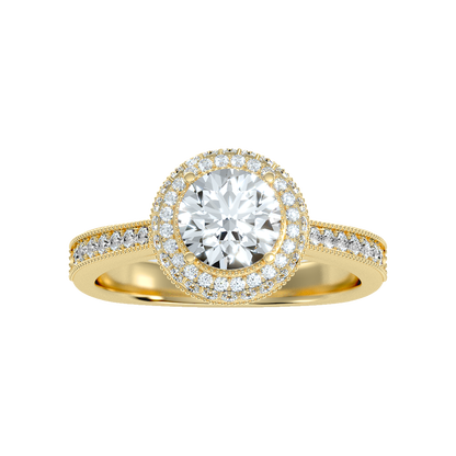 Prettey Classic Halo Diamond Engagement Ring - Ten