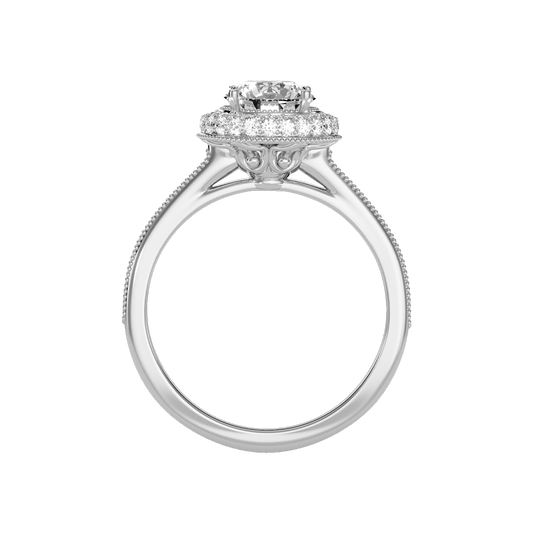 Prettey Classic Halo Diamond Engagement Ring In 925 Sterling Silver - Two