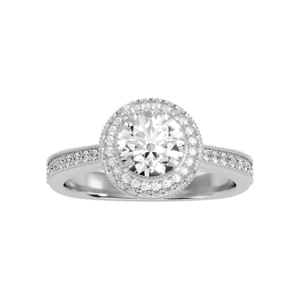 Prettey Classic Halo Diamond Engagement Ring - Three