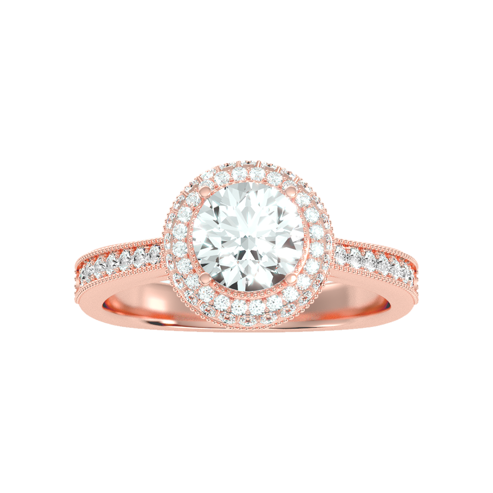 Prettey Classic Halo Diamond Engagement Ring - Five