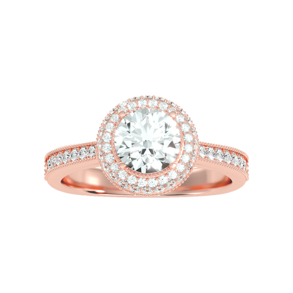 Prettey Classic Halo Diamond Engagement Ring In 925 Sterling Silver - Five