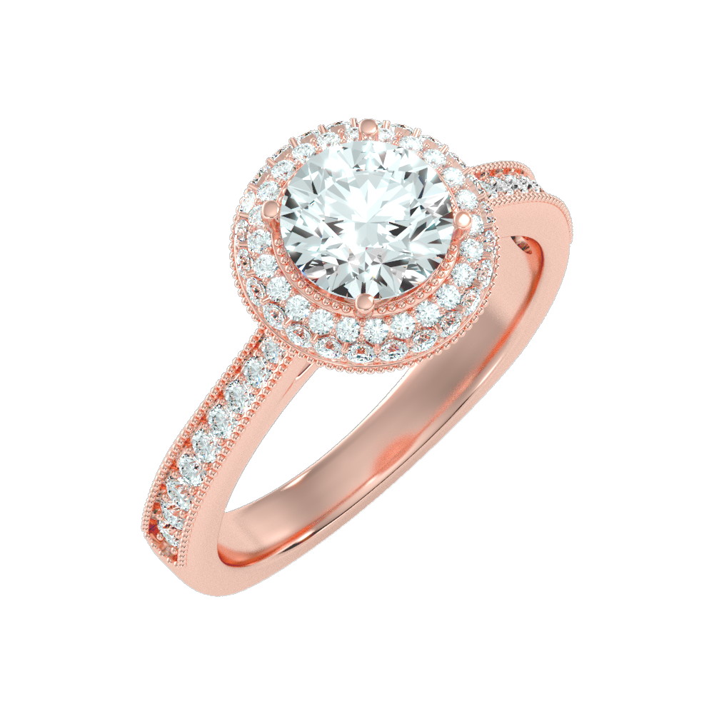 Prettey Classic Halo Diamond Engagement Ring In 925 Sterling Silver - Seven