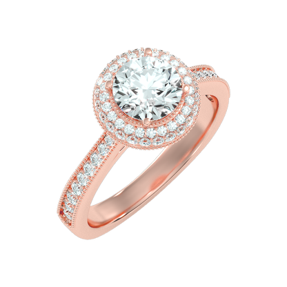 Prettey Classic Halo Diamond Engagement Ring - Seven