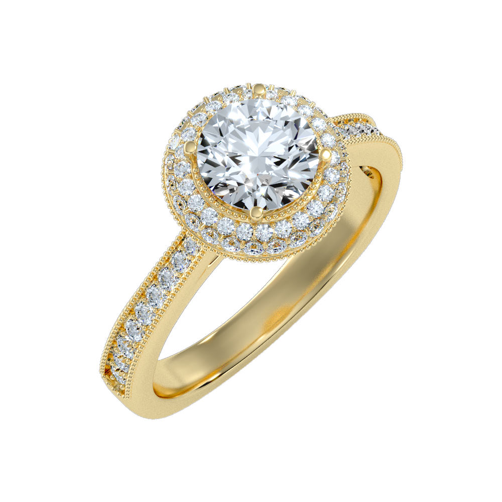 Prettey Classic Halo Diamond Engagement Ring In 925 Sterling Silver - Nine
