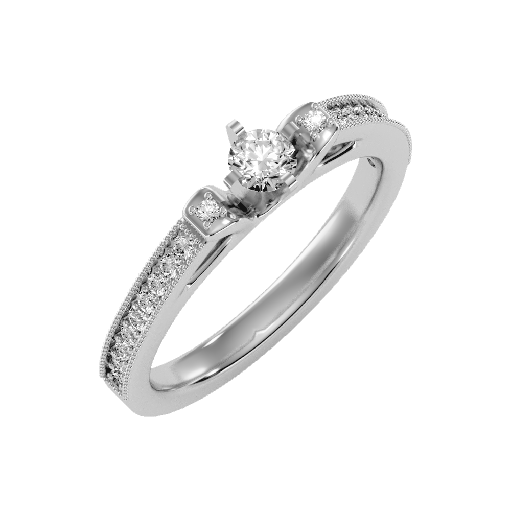 Pretty Solitaire Ring In 925 Sterling Silver - One