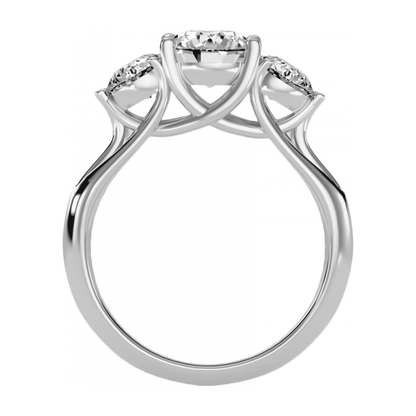 Pretty Three Round Shaped Diamond Ring In 925 Sterling Silver - One