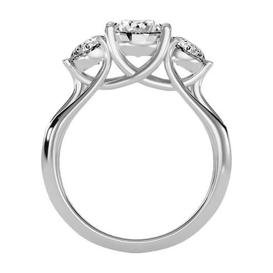 Pretty Three Round Shaped Diamond Ring - One