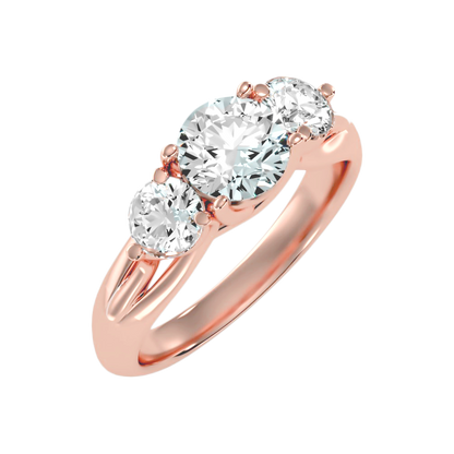Pretty Three Round Shaped Diamond Ring In 925 Sterling Silver - Ten