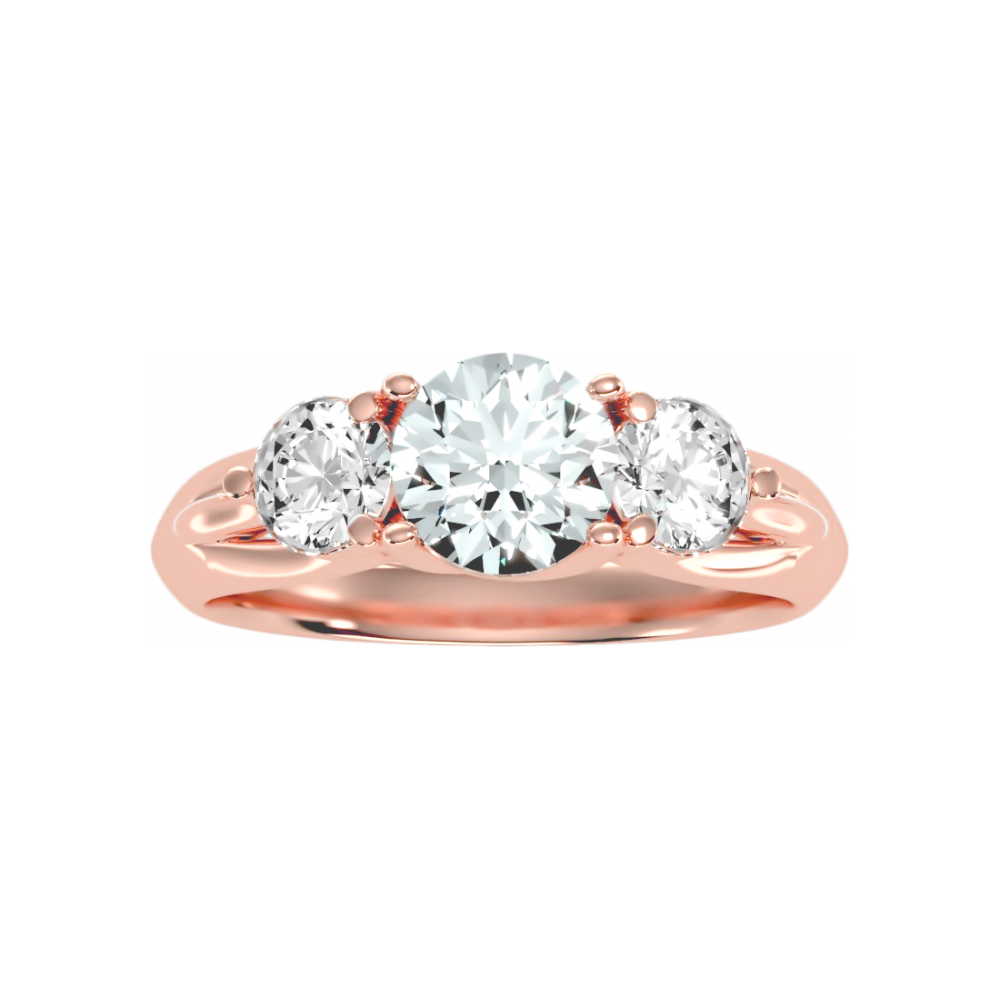Pretty Three Round Shaped Diamond Ring In 925 Sterling Silver - Twelve