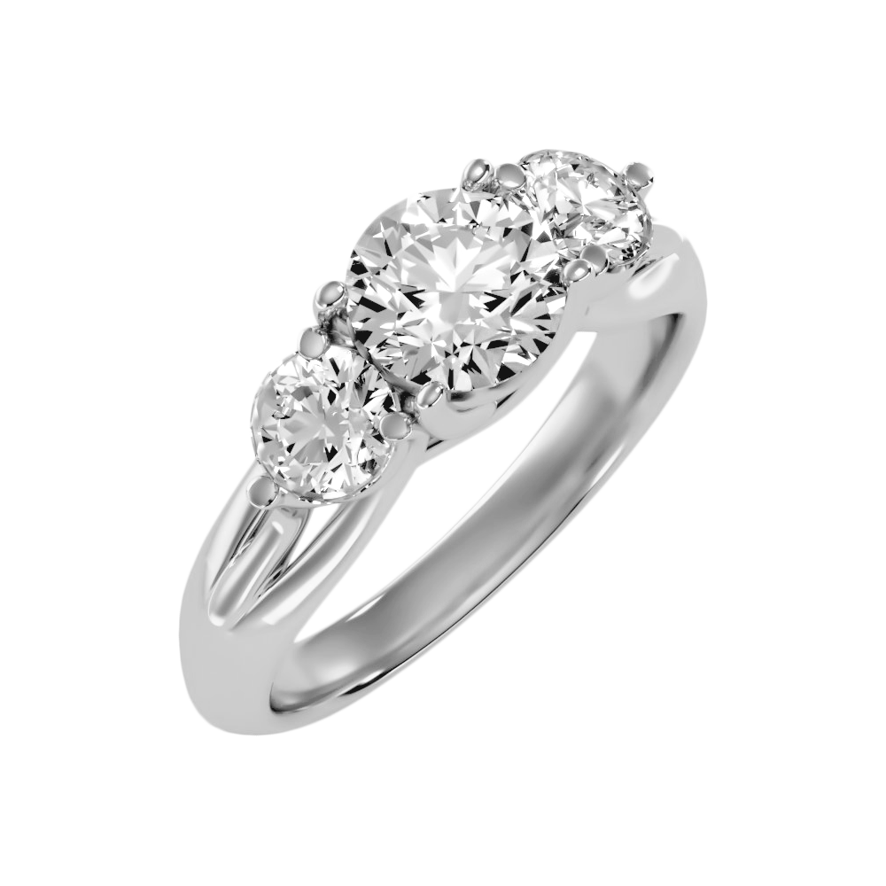 Pretty Three Round Shaped Diamond Ring - Two