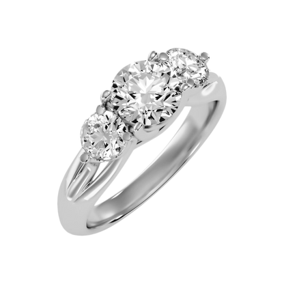 Pretty Three Round Shaped Diamond Ring - Two