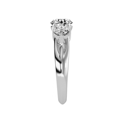 Pretty Three Round Shaped Diamond Ring In 925 Sterling Silver - Three