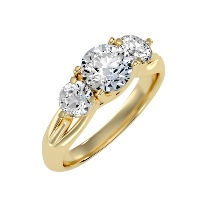 Pretty Three Round Shaped Diamond Ring - Six