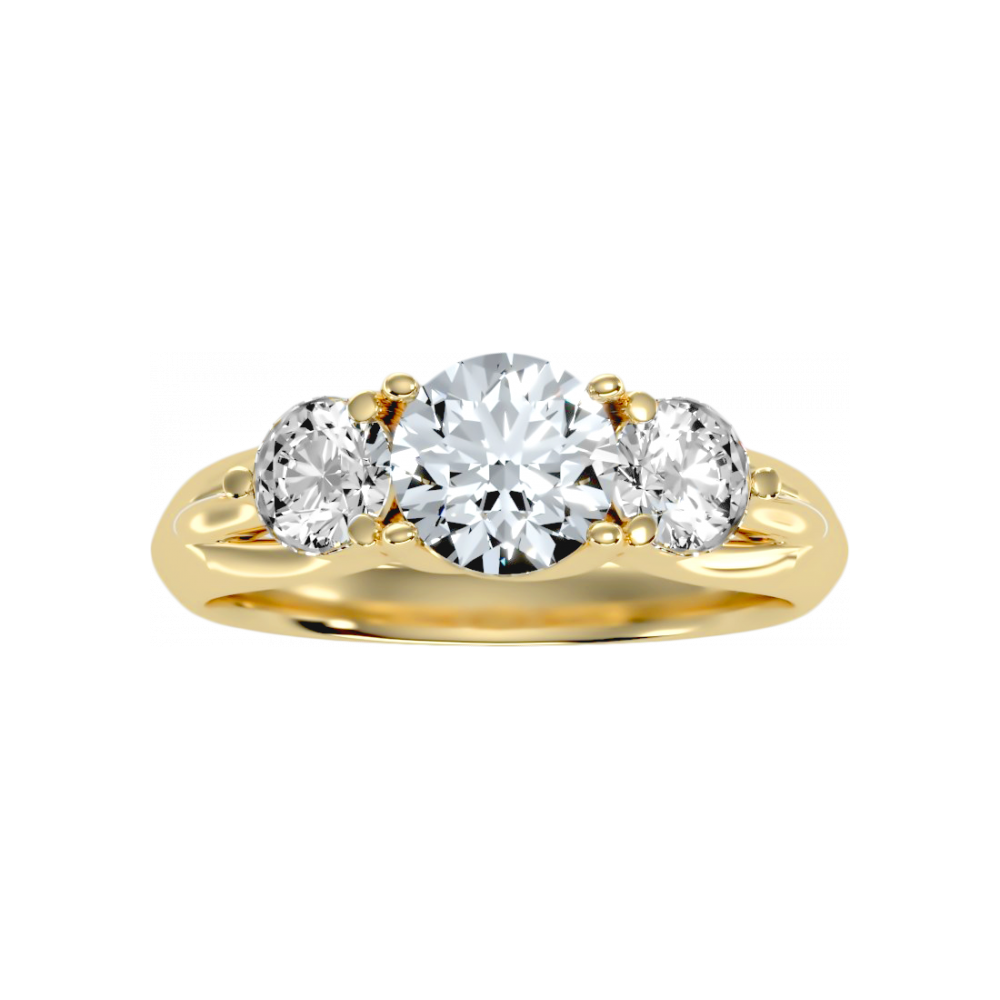 Pretty Three Round Shaped Diamond Ring In 925 Sterling Silver - Eight