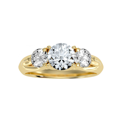 Pretty Three Round Shaped Diamond Ring In 925 Sterling Silver - Eight