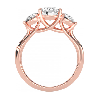 Pretty Three Round Shaped Diamond Ring In 925 Sterling Silver - Nine