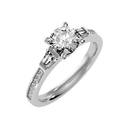 Prime Halo Solitaire Ring In 925 Sterling Silver - One