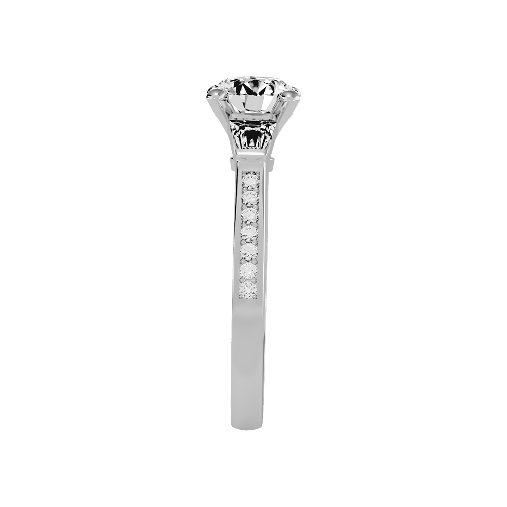 Prime Halo Solitaire Ring In 925 Sterling Silver - Four