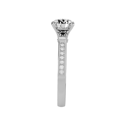 Prime Halo Solitaire Ring In 925 Sterling Silver - Four