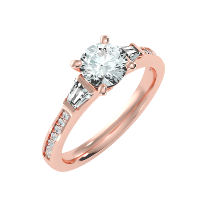 Prime Halo Solitaire Ring In 925 Sterling Silver - Five