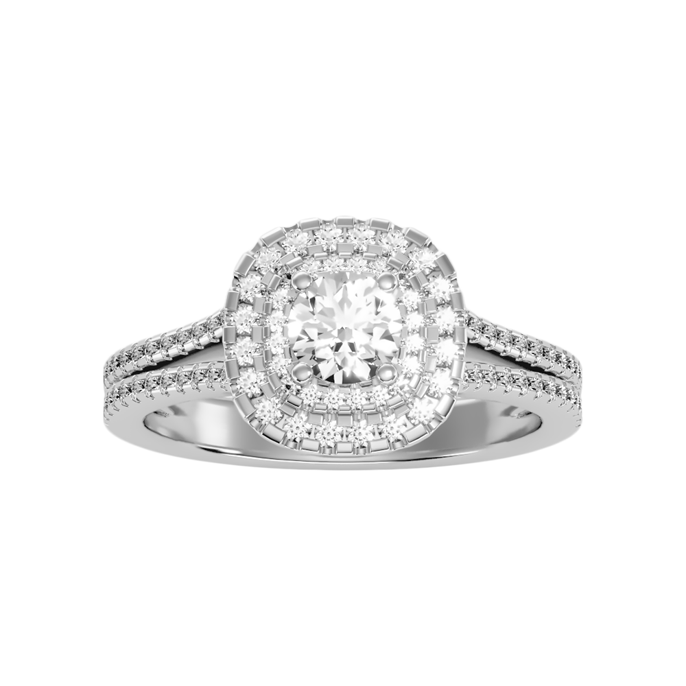 Prolific Halo Ring In 925 Sterling Silver - Three