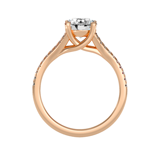 Rose Gold Diamond Solitaire Engagement Ring with Pav Band