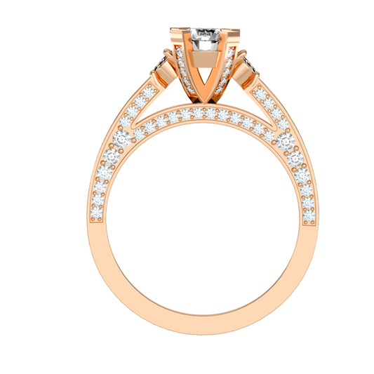 Rose Gold Diamond Engagement Ring with Pav Split Shank Setting