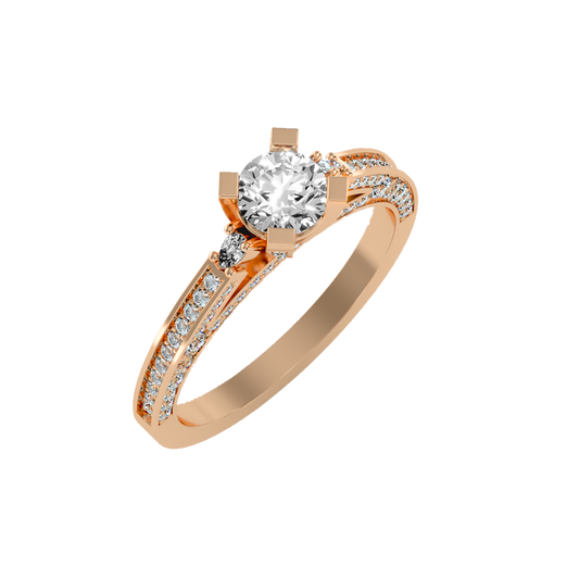 Rose White Gold Diamond Engagement Ring - Three
