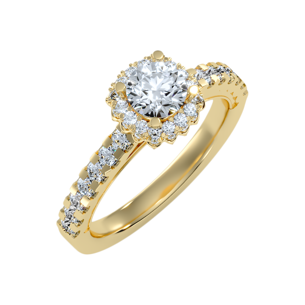 Quaint Halo Ring In 925 Sterling Silver - Ten
