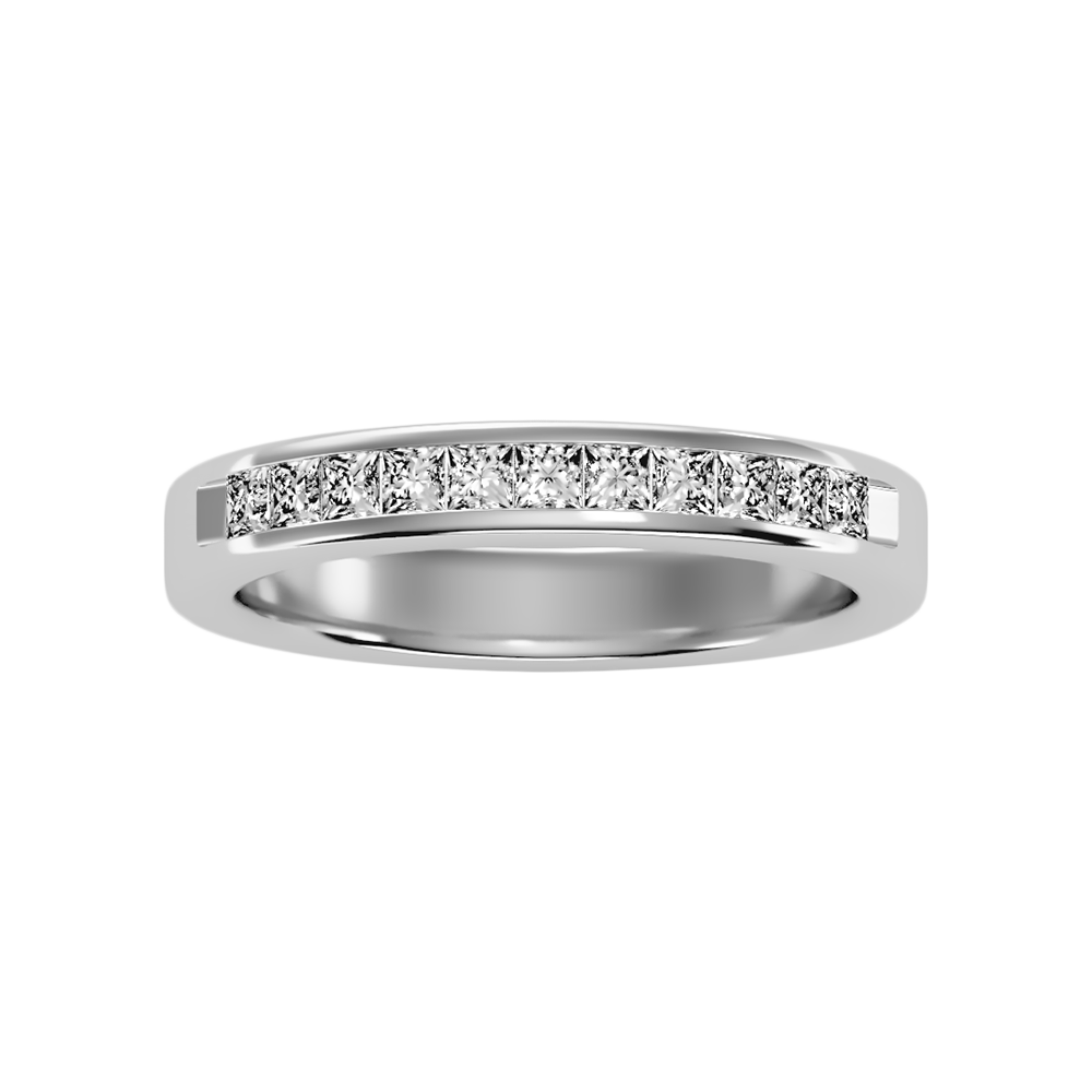 Qwen Half Eternity Band In 925 Sterling Silver - One