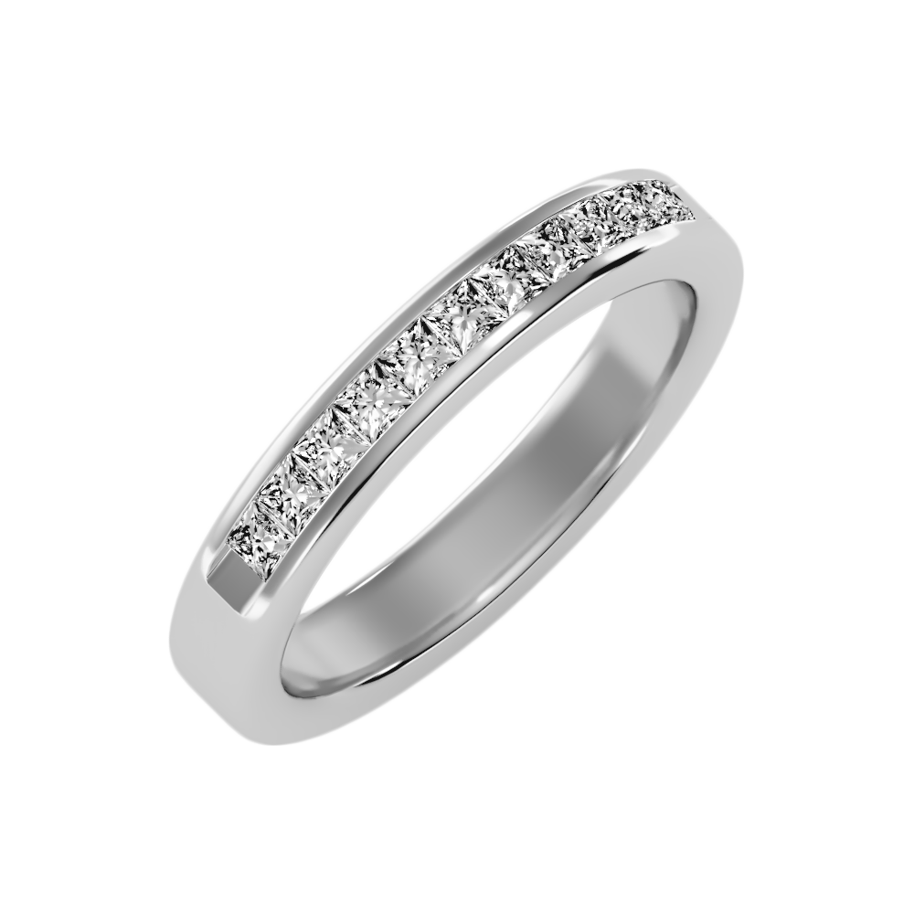 Qwen Half Eternity Band In 925 Sterling Silver - Three
