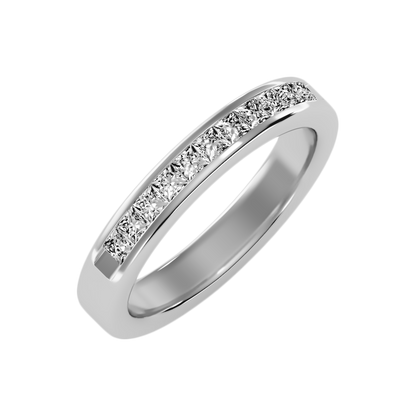 Qwen Half Eternity Band In 925 Sterling Silver - Three